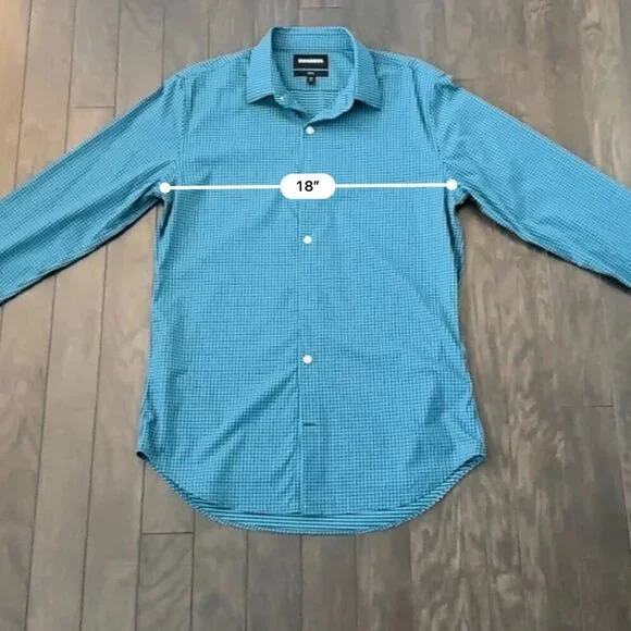 Bonobos Blue Check Slim Fit Medium Long Men's Shirt - Picture 9 of 11